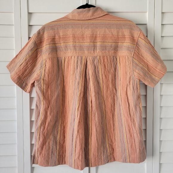 Madewell Linen Blend Striped Camp Shirt Women's S Coastal Casual Vacation Summer - Picture 7 of 10